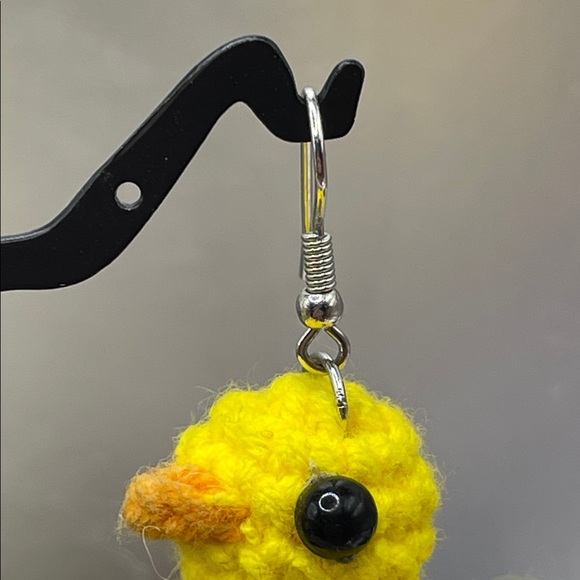 3.1.26-3 Yellow Crochet Duck Eurostyle Earrings - Picture 3 of 5
